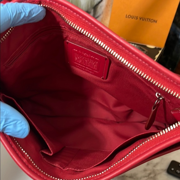 COACH Shoulder Crossbody Bag Signature PVC Red and  Brown Japan Exclusive. - Picture 17 of 17